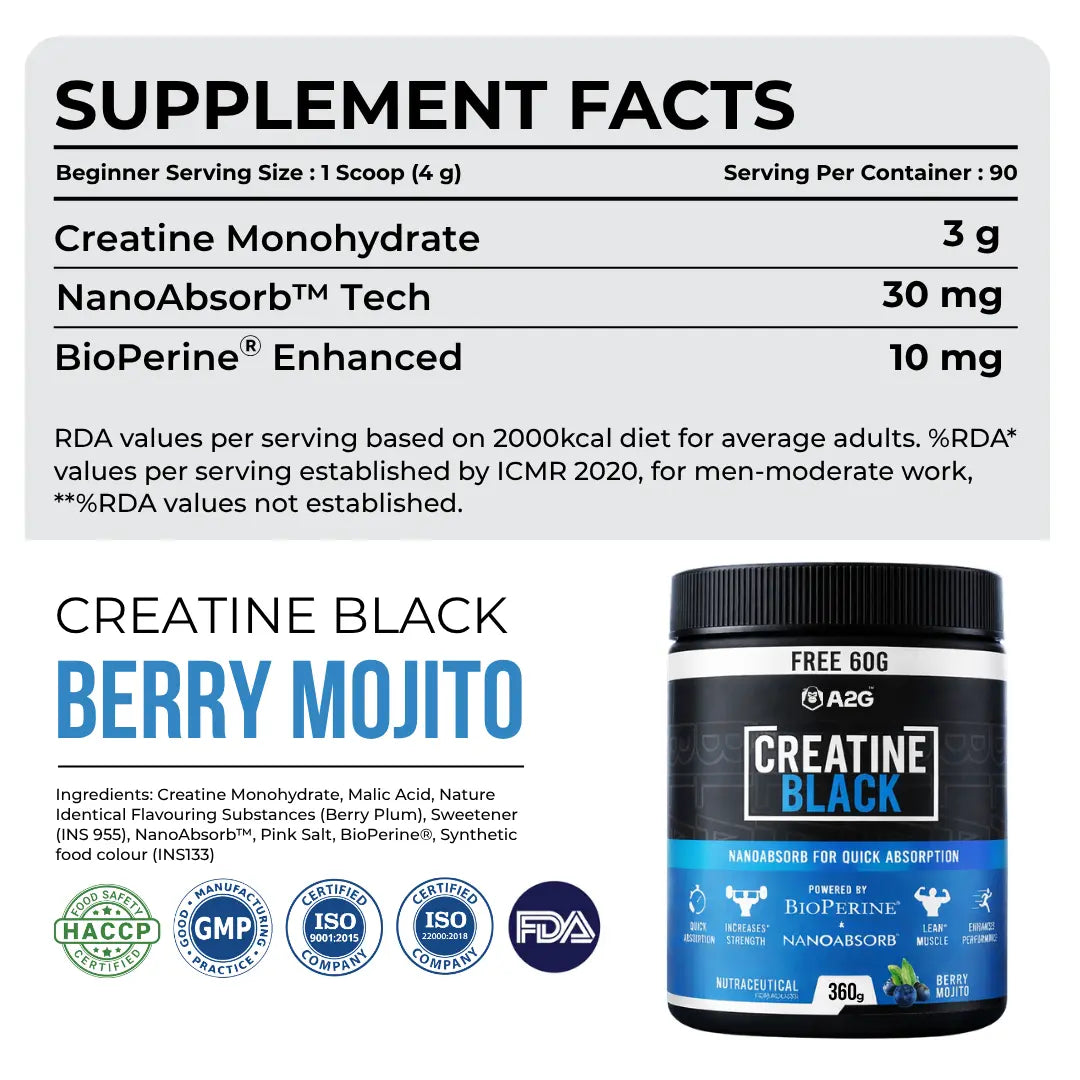 Creatine Black 360g | Berry Mojito - A2G Lifestyle