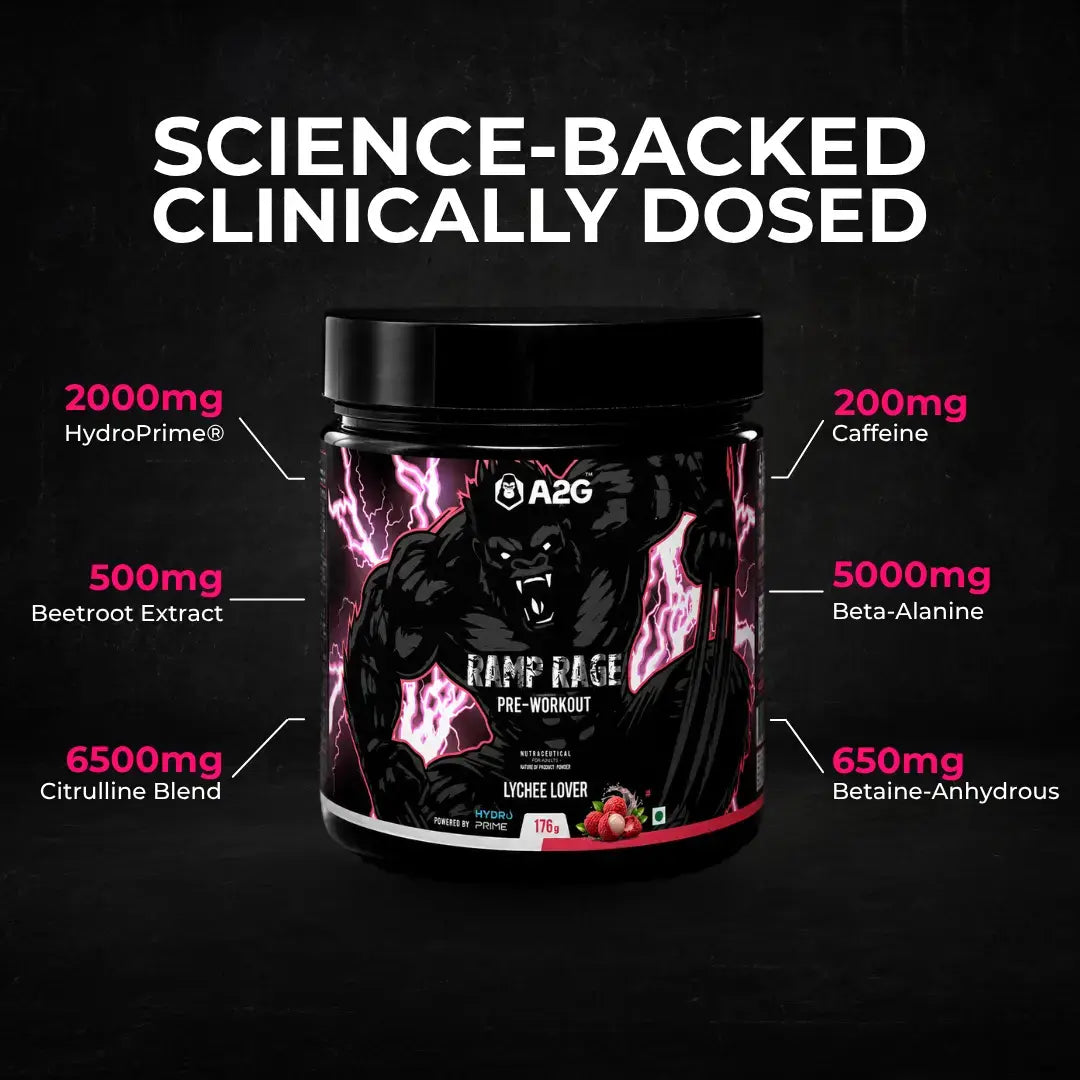 Ramp Rage Pre-Workout | 176 Gram | 16 Servings | Lychee Lover - A2G Lifestyle