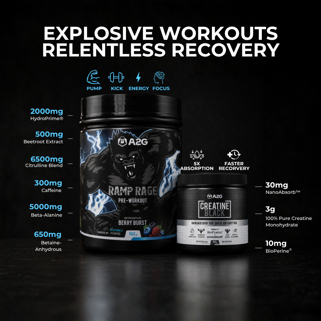 Ramp Rage Pre-Workout (660gm) & Creatine Black( 100gm ) Combo (BB,UF)