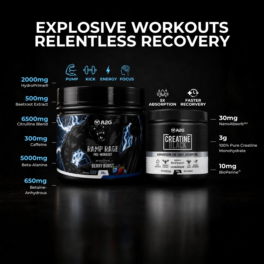 Ramp Rage Pre-Workout (330gm) & Creatine Black( 100gm  Combo (BB, UF)