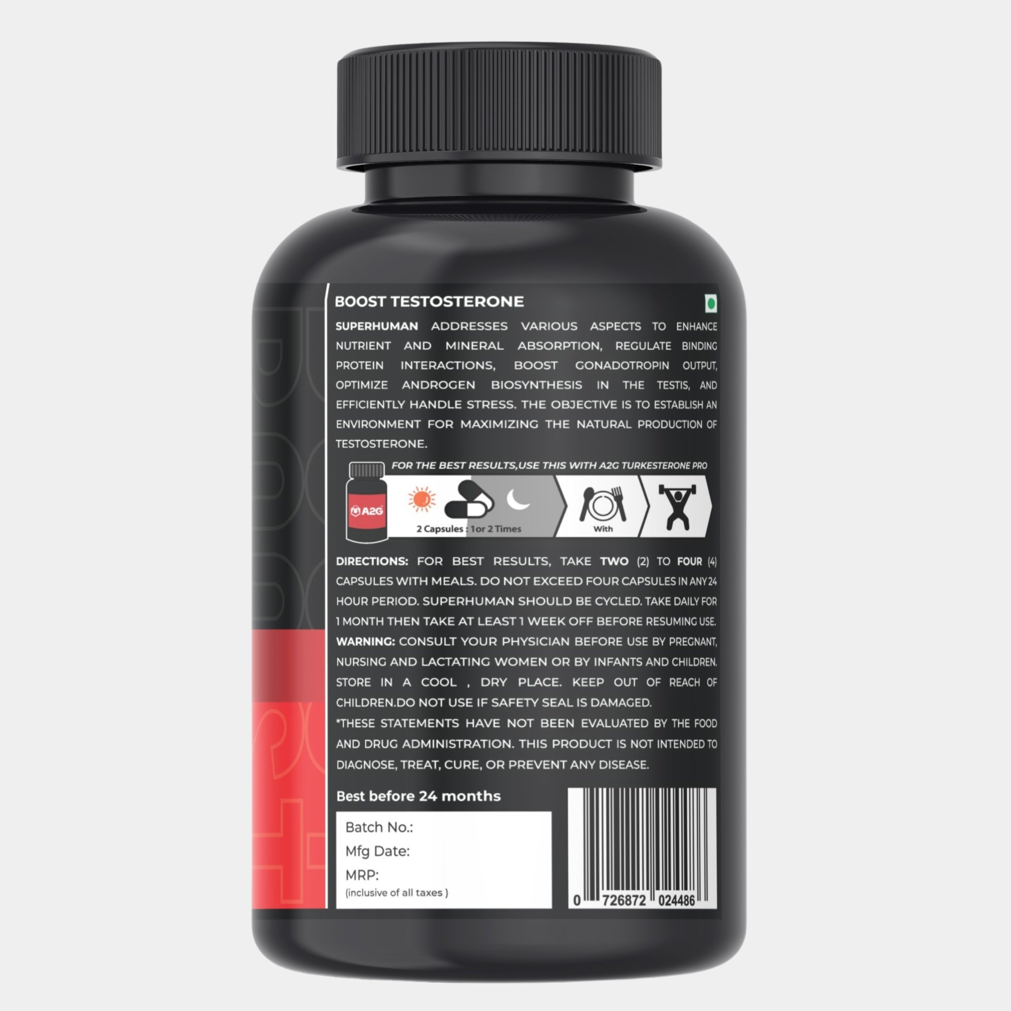 SUPERHUMAN | Advanced Testosterone Booster for Men - a2glifestyle