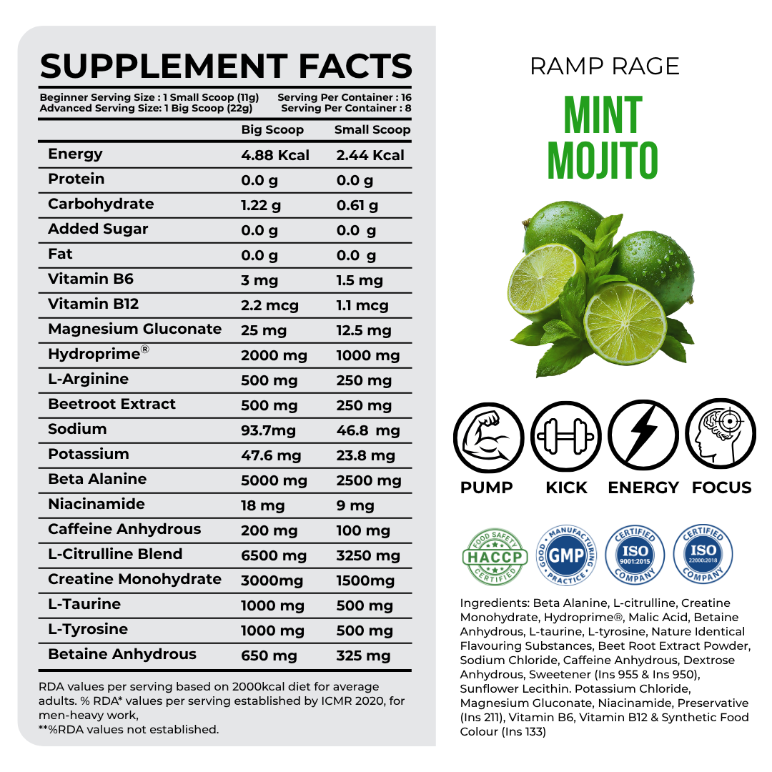Ramp Rage Pre-Workout | 176 Gram | 16 Servings