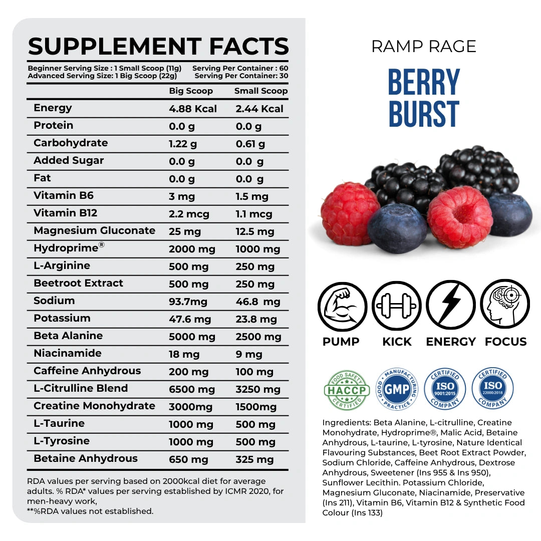 Ramp Rage Pre-Workout | 660 Gram | Berry Burst - A2G Lifestyle
