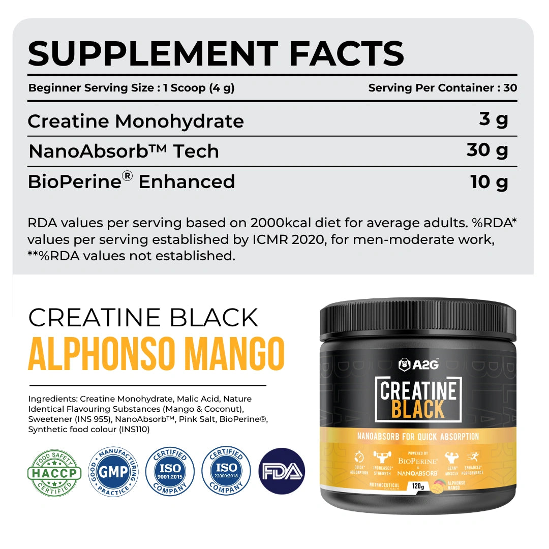 Creatine Black 100g | Alphonso Mango - A2G Lifestyle