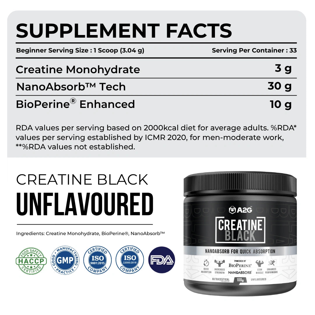 Creatine Black | 100 gram - A2G Lifestyle